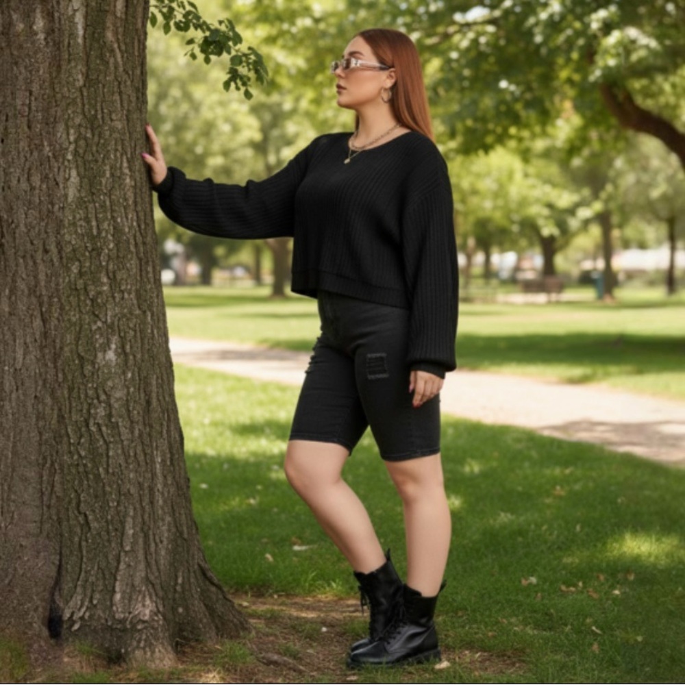 RIBBED LONG SLEEVE OVERSIZED PULLOVER - Picture 3 of 6